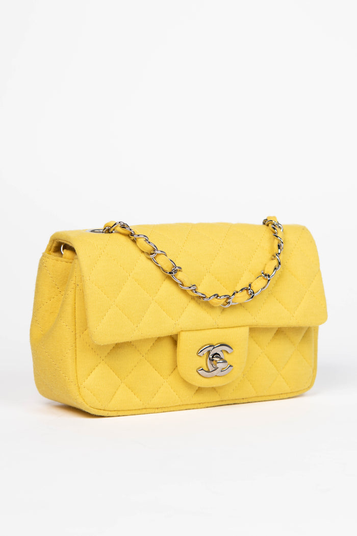 2014 Chanel Yellow Jersey Mini Rectangular Flap Shoulder Bag