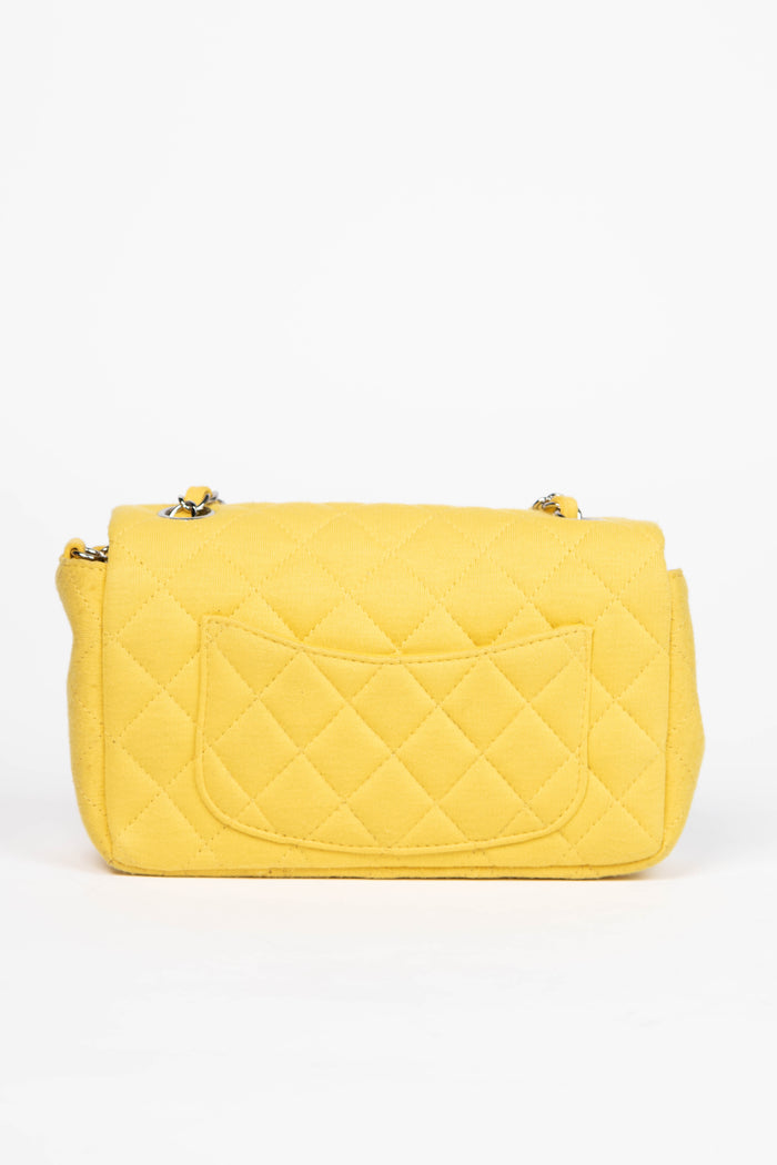 2014 Chanel Yellow Jersey Mini Rectangular Flap Shoulder Bag