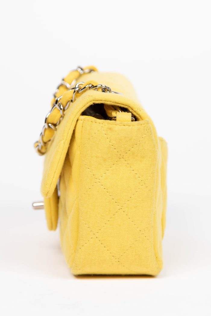 2014 Chanel Yellow Jersey Mini Rectangular Flap Shoulder Bag