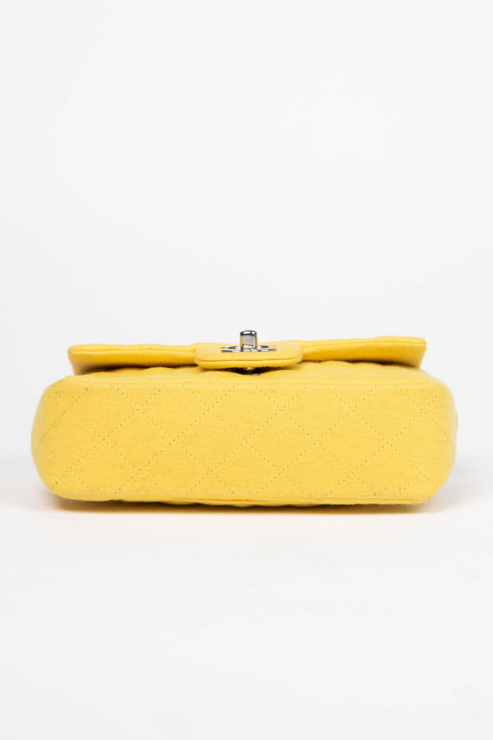 2014 Chanel Yellow Jersey Mini Rectangular Flap Shoulder Bag