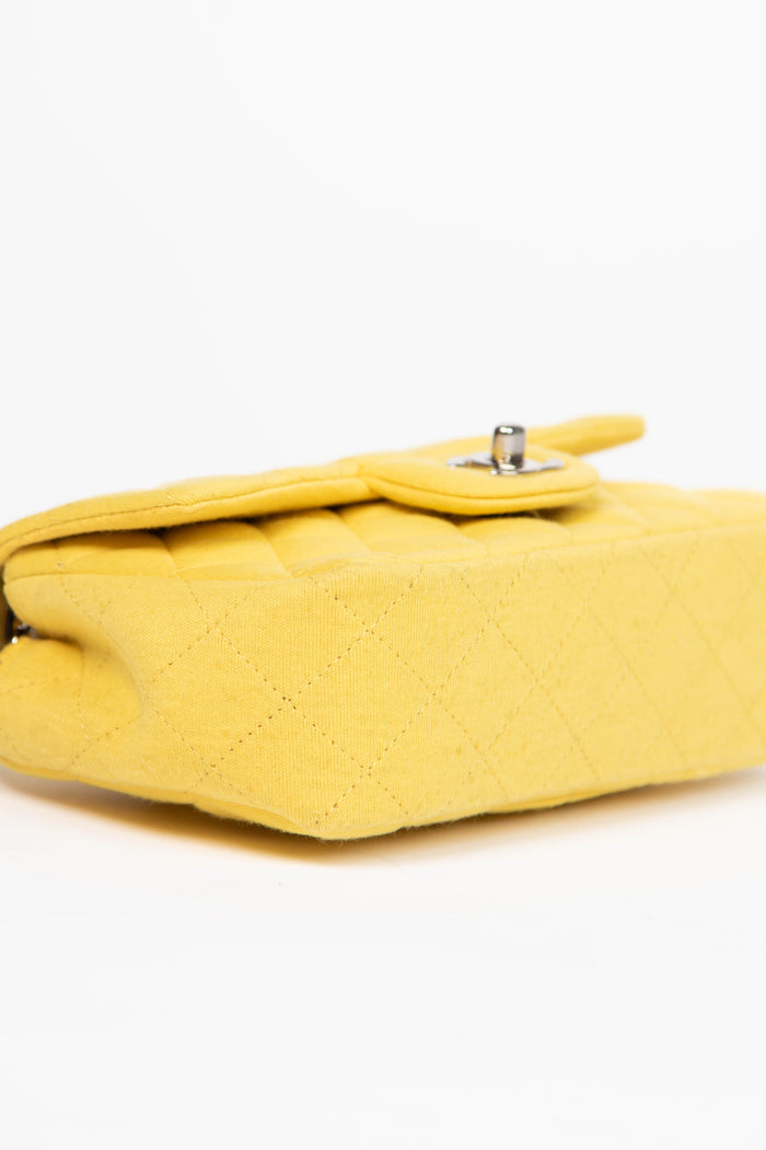 2014 Chanel Yellow Jersey Mini Rectangular Flap Shoulder Bag
