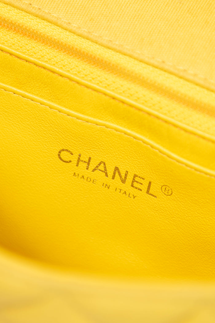 2014 Chanel Yellow Jersey Mini Rectangular Flap Shoulder Bag