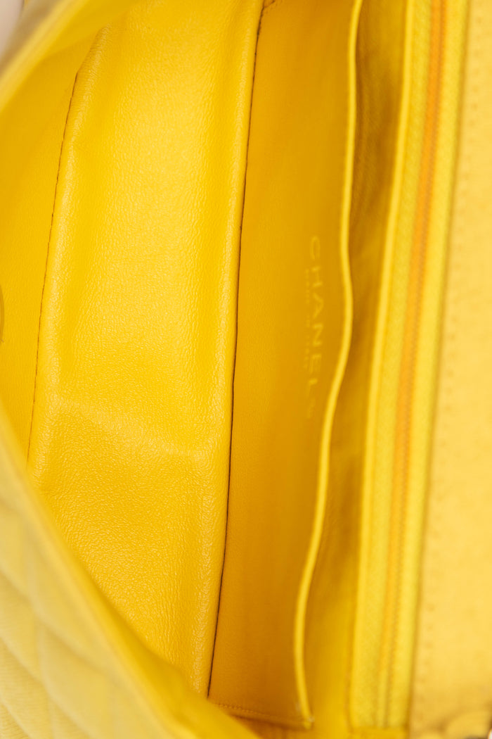 2014 Chanel Yellow Jersey Mini Rectangular Flap Shoulder Bag