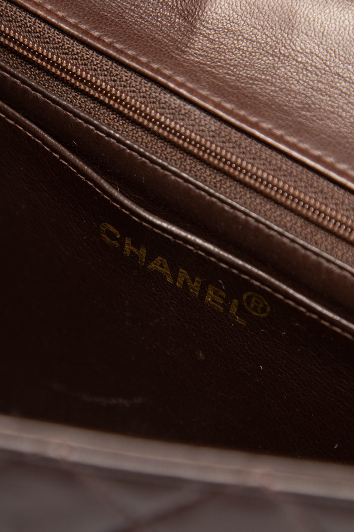 RARE 90s Chanel Brown Lambskin Leather Parent-Child Set