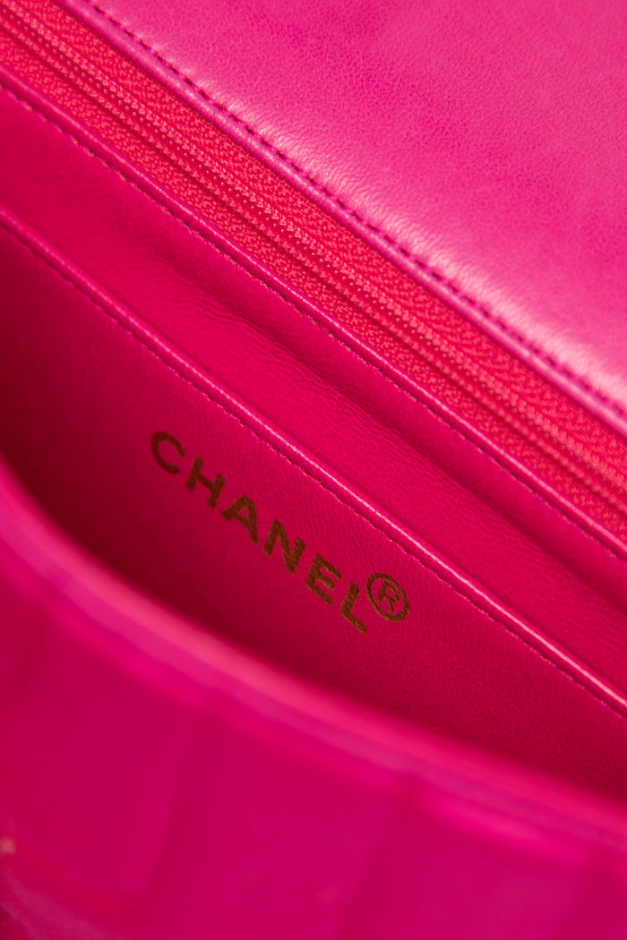 RARE 90s Chanel Pink Silk Mini Single Flap Shoulder Bag