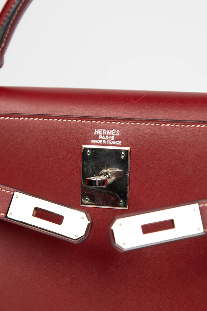 2001 Hermès Kelly 32cm in Rouge H Charmonix Leather with PHW