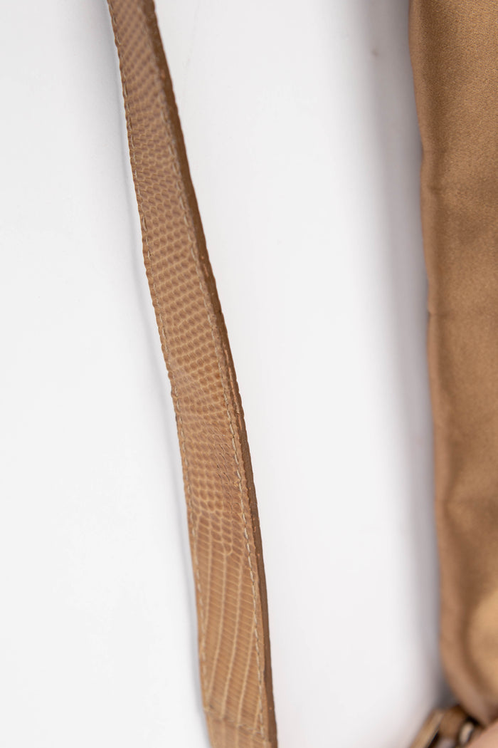 Vintage Fendi Beige Satin & Crystal Baguette Shoulder Bag