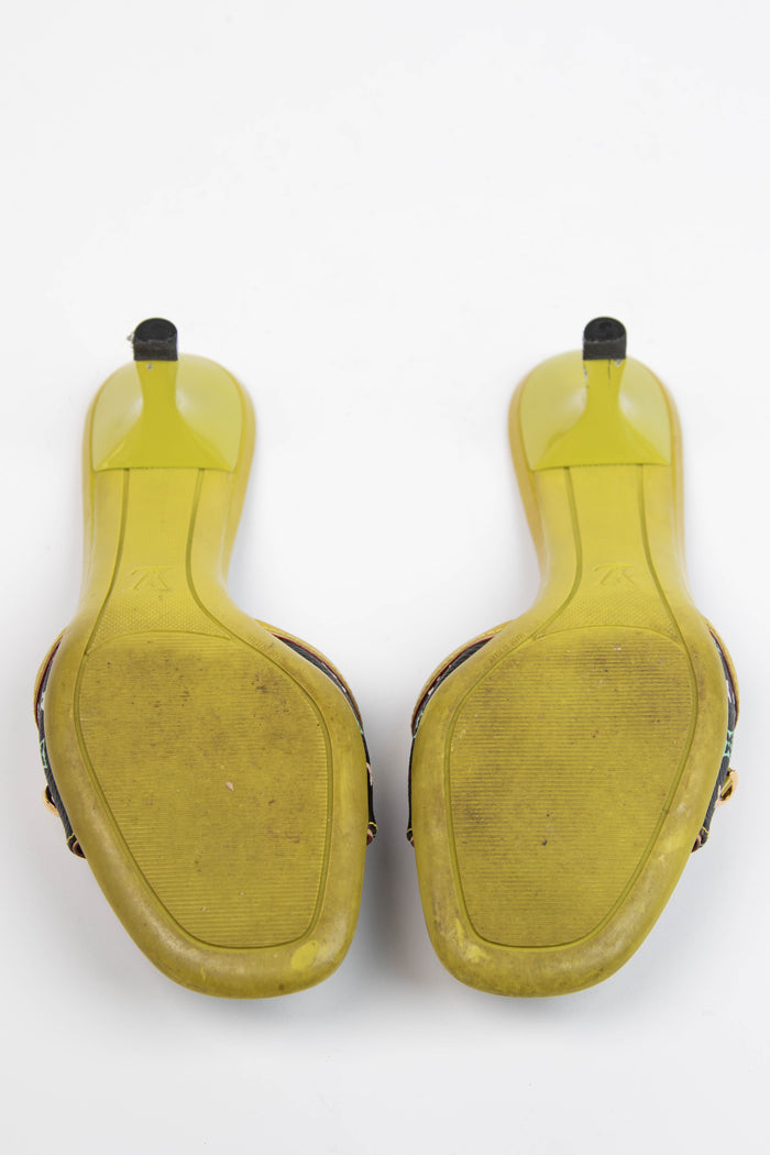 2000s Louis Vuitton x Takashi Murakami Multicolour Monogram Mules (EU 35.5)