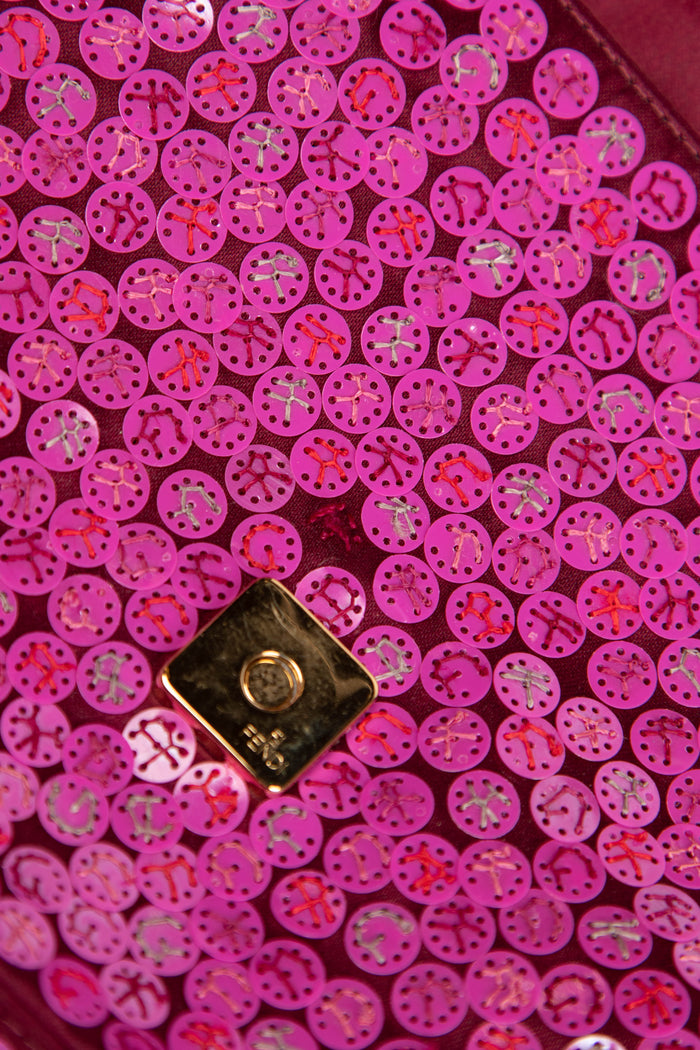 SUPER RARE 2000s Fendi Pink Sequin & Satin Baguette Shoulder Bag