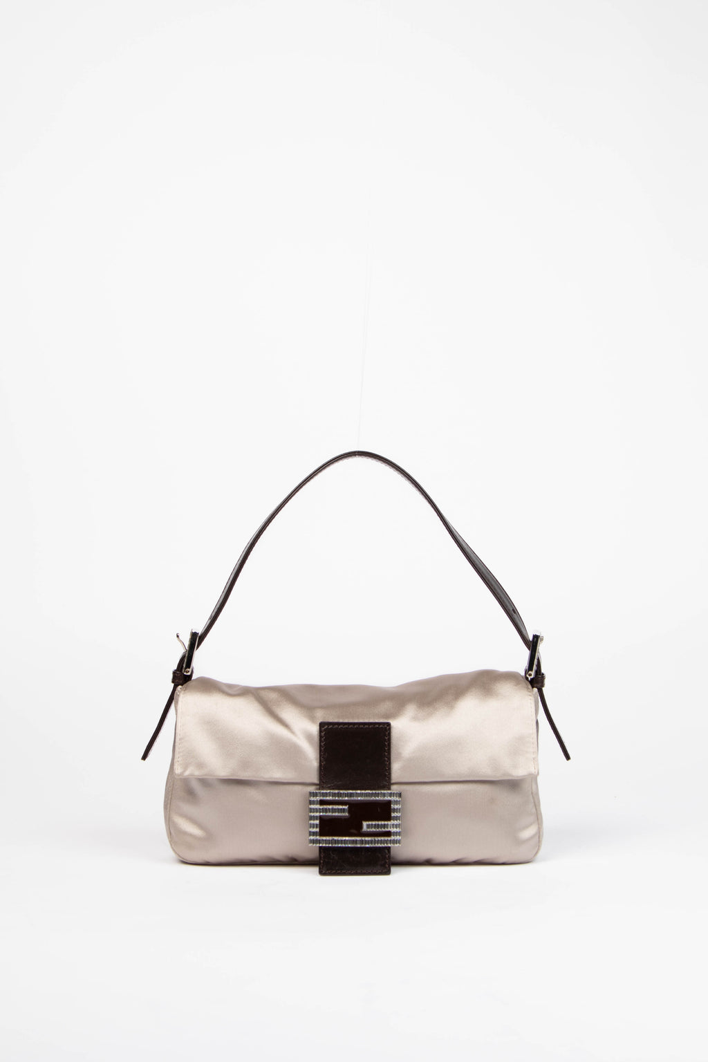 Vintage Fendi Satin Crystal Baguette Shoulder Bag