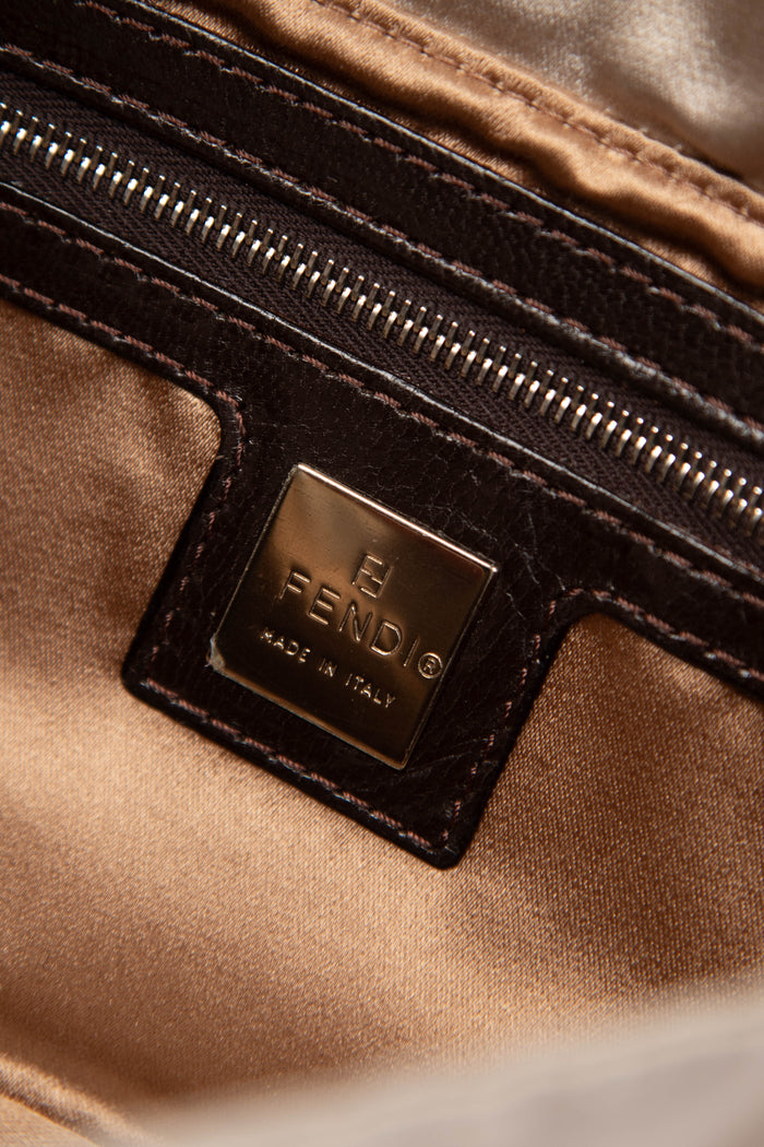 Vintage Fendi Satin Crystal Baguette Shoulder Bag