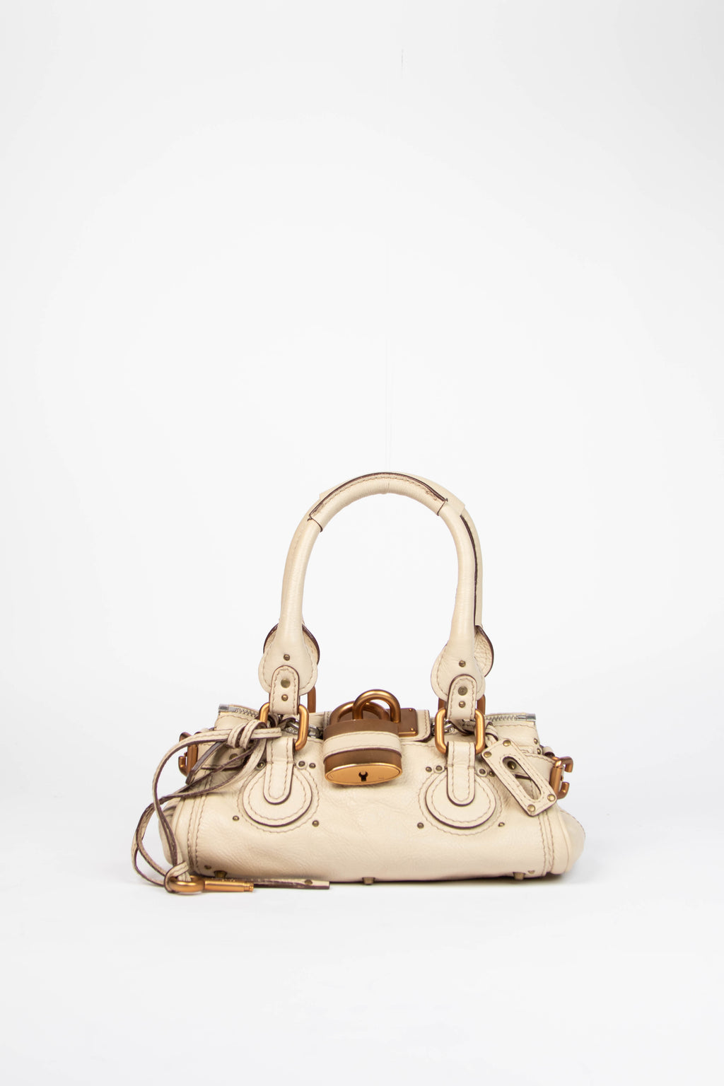 2000s Chloe Cream Leather Paddington Small Shoulder Bag