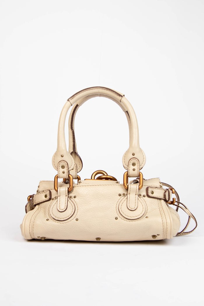 2000s Chloe Cream Leather Paddington Small Shoulder Bag