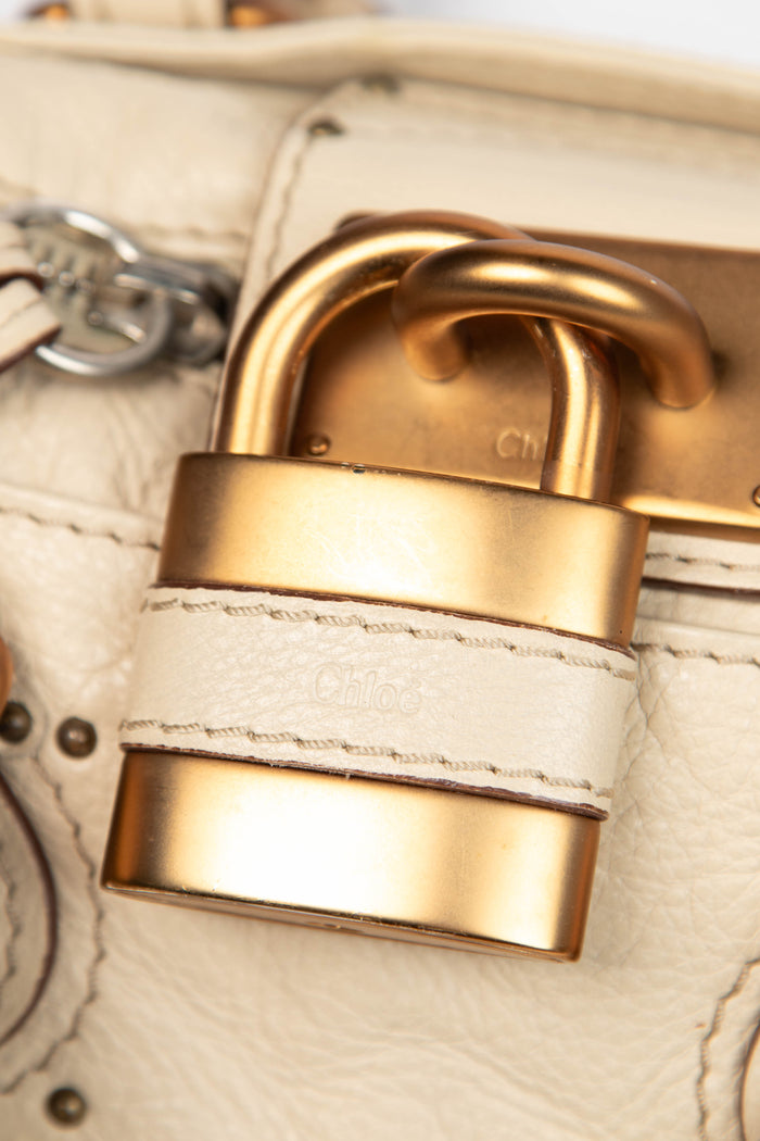 2000s Chloe Cream Leather Paddington Small Shoulder Bag