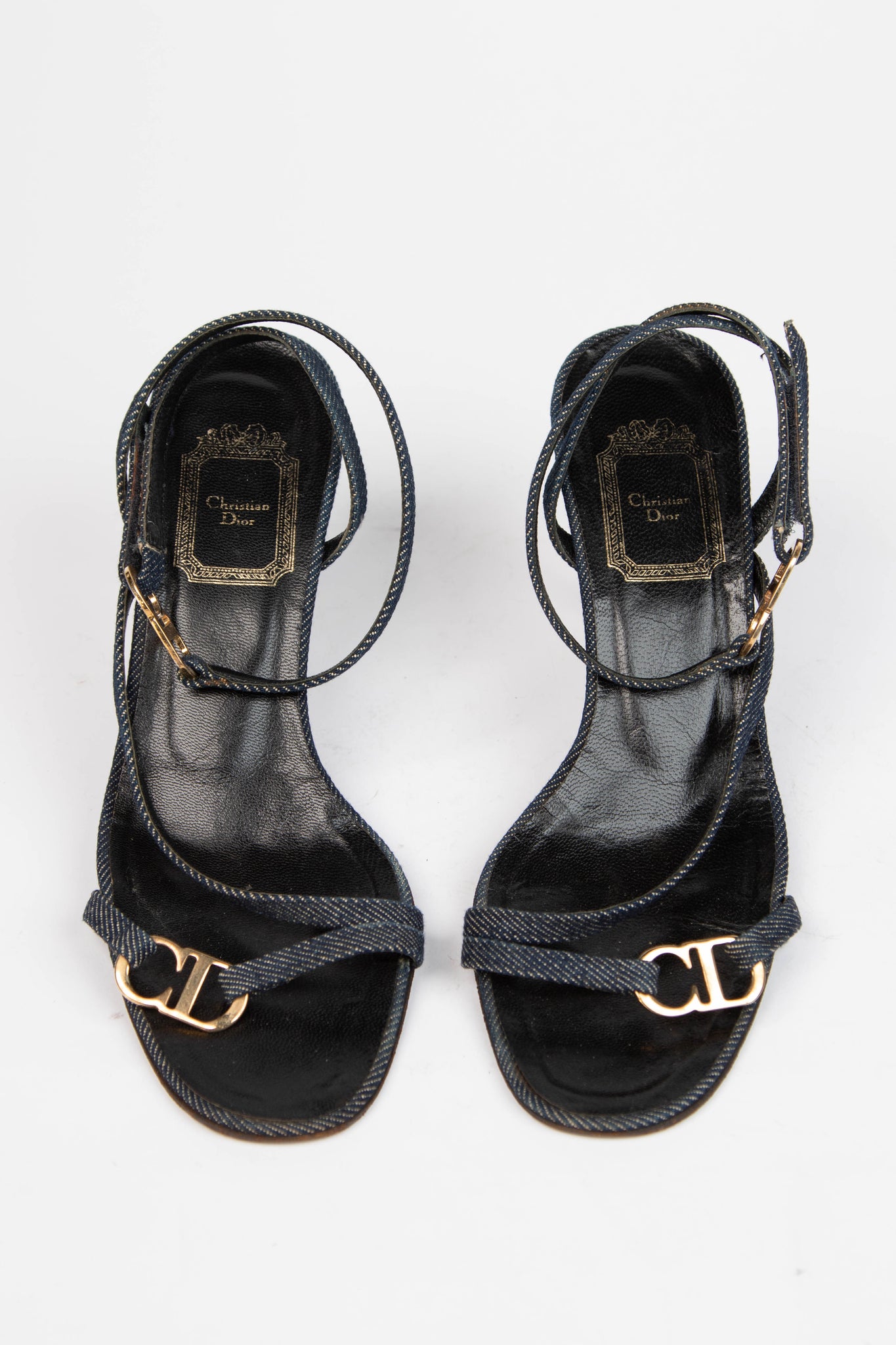 Vintage Christian Dior Denim Wrap Around Kitten Heels (EU 38)