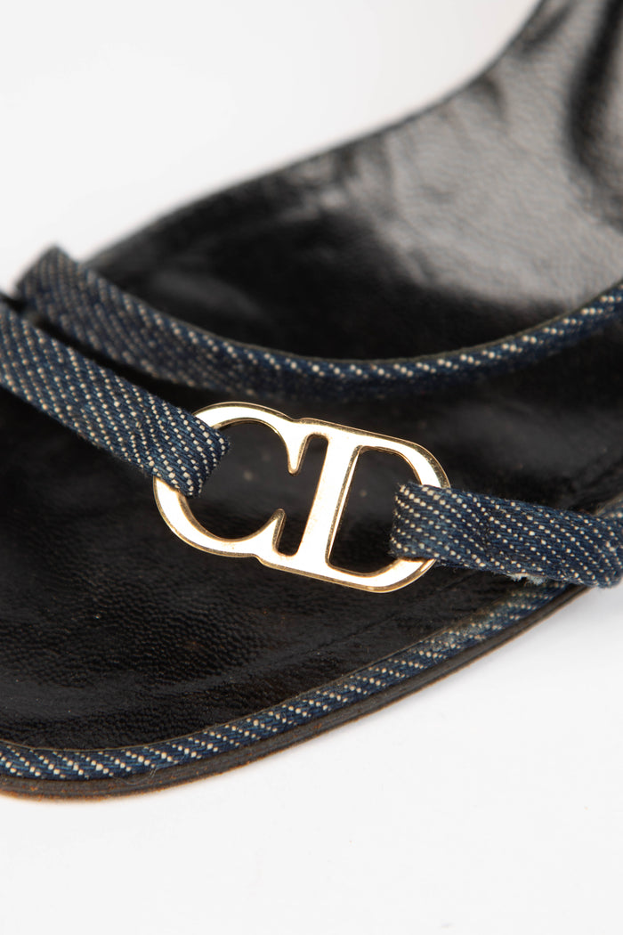 Vintage Christian Dior Denim Wrap Around Kitten Heels (EU 38)