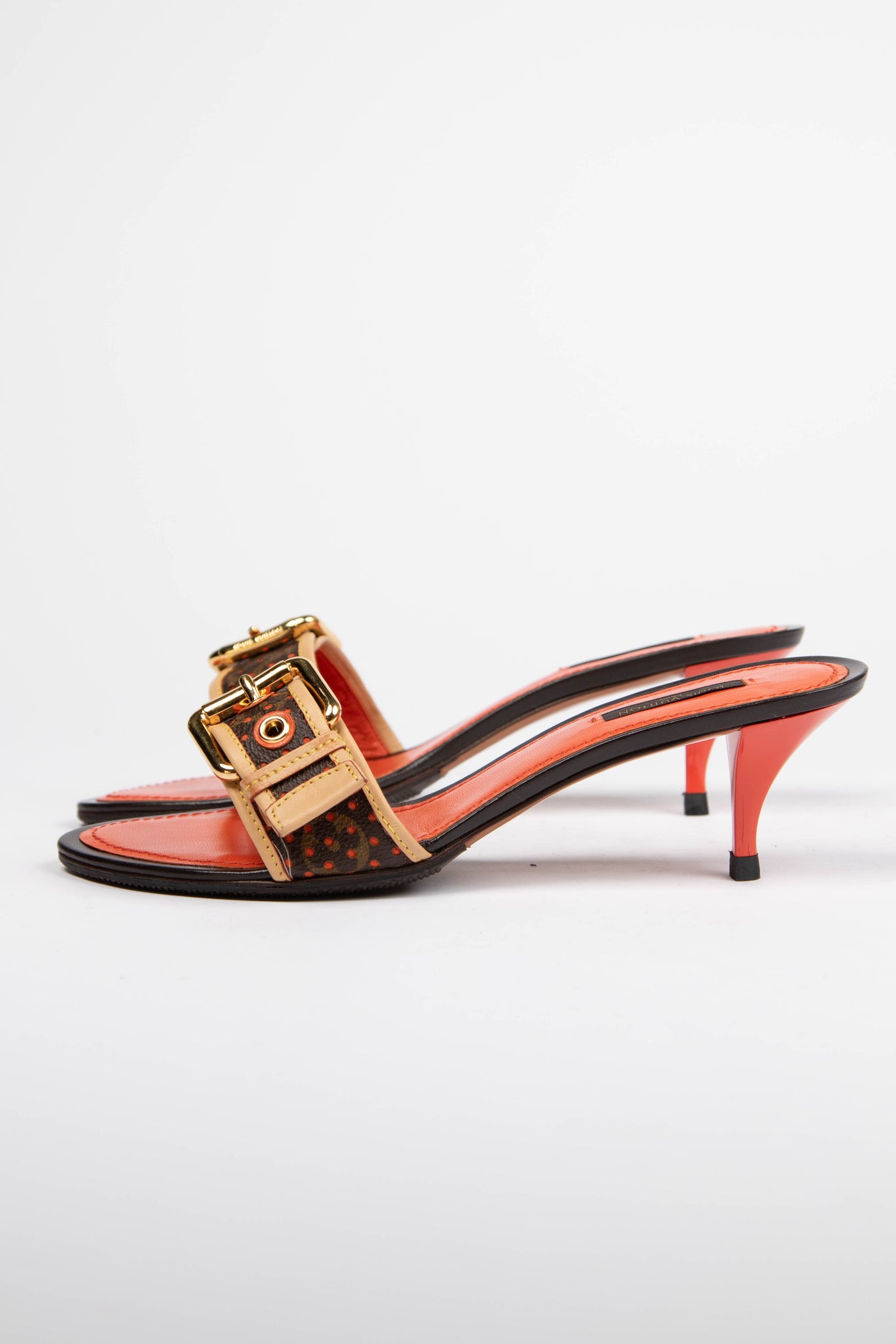 2000s Louis Vuitton Perforated Monogram Buckle Mules (EU 38)