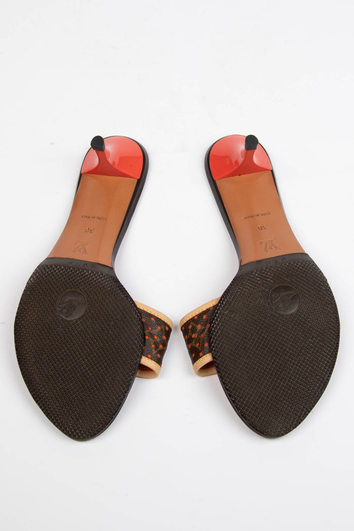 2000s Louis Vuitton Perforated Monogram Buckle Mules (EU 38)