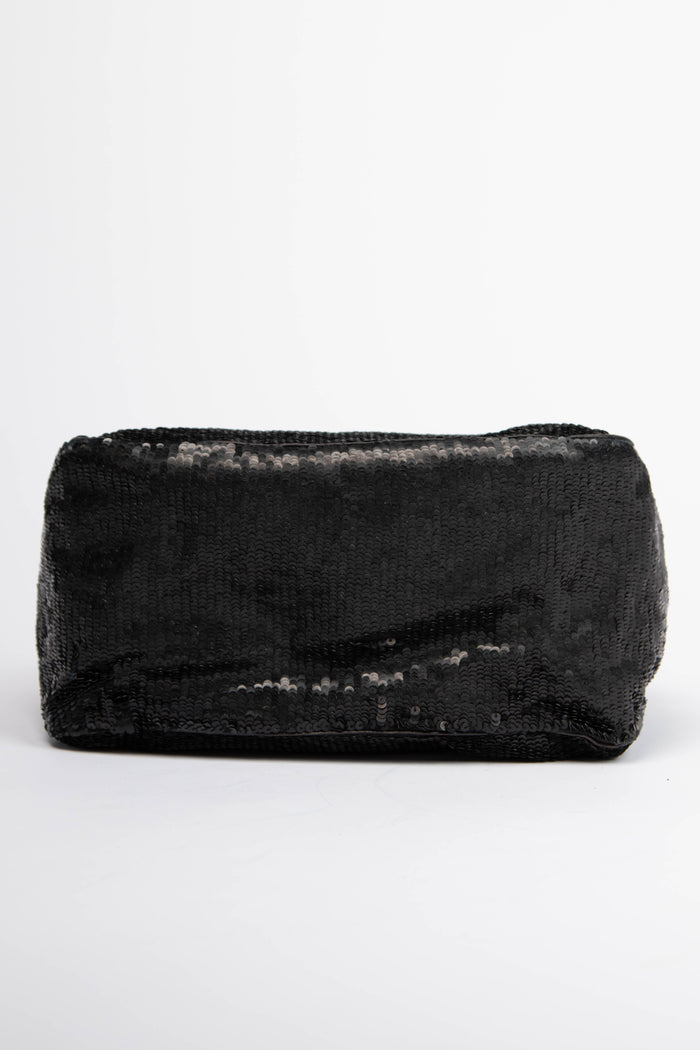 RARE Vintage Fendi Black Sequin Mamma Baguette Shoulder Bag