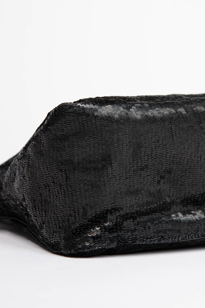 RARE Vintage Fendi Black Sequin Mamma Baguette Shoulder Bag
