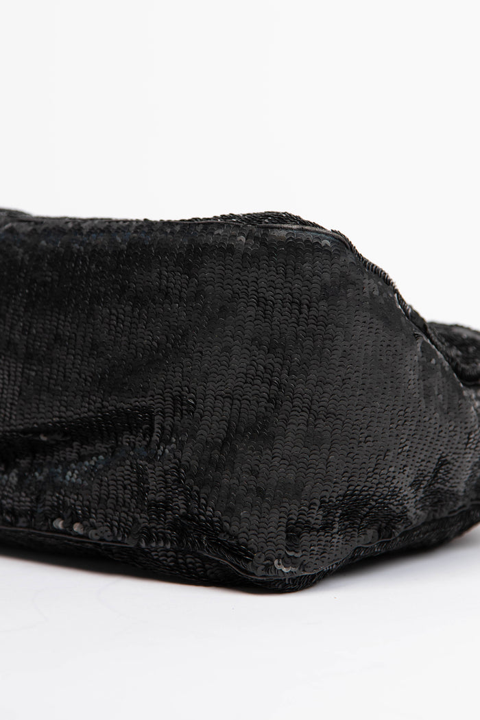 RARE Vintage Fendi Black Sequin Mamma Baguette Shoulder Bag