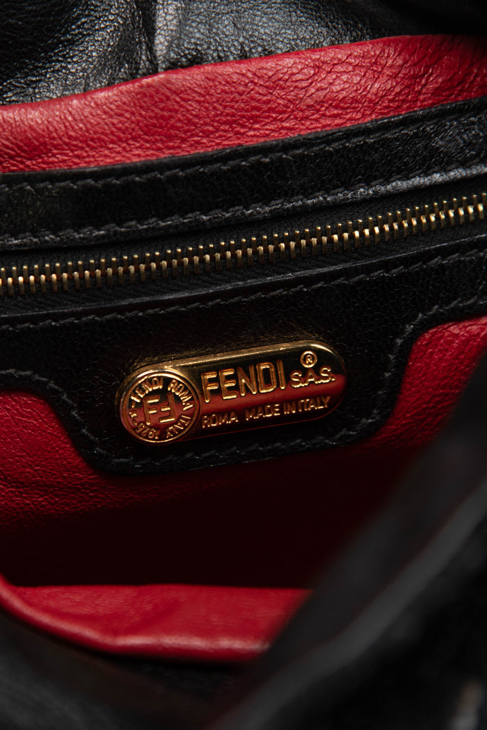 RARE Vintage Fendi Black Sequin Mamma Baguette Shoulder Bag