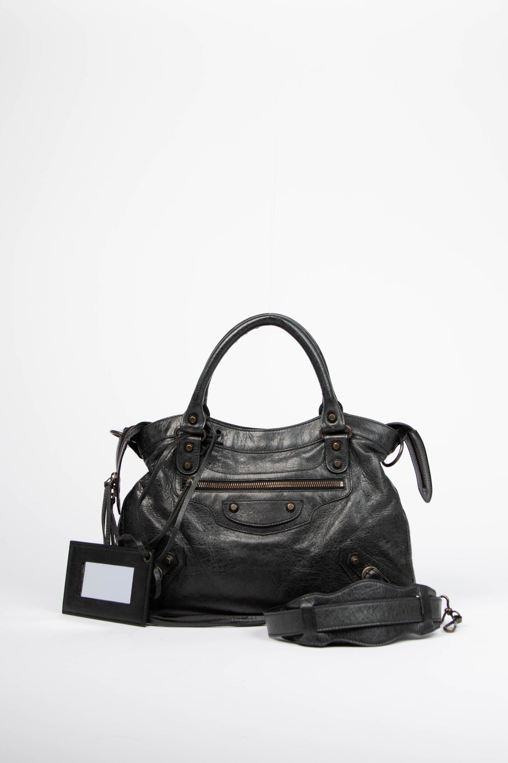 2000s Balenciaga Black Leather In the Town Bag