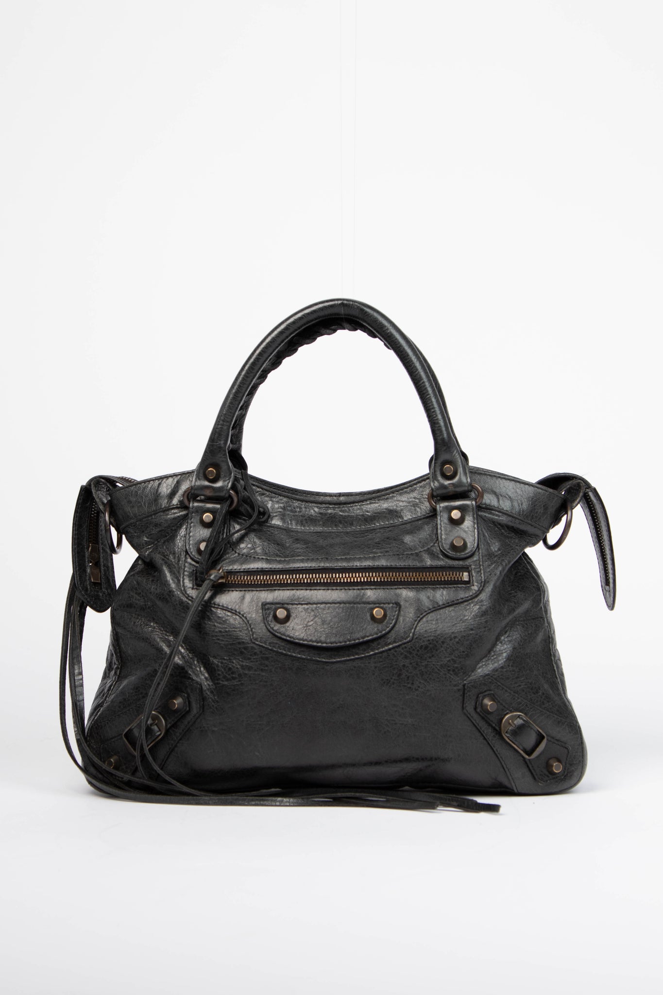 2000s Balenciaga Black Leather In the Town Bag