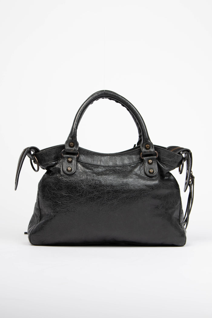 2000s Balenciaga Black Leather In the Town Bag