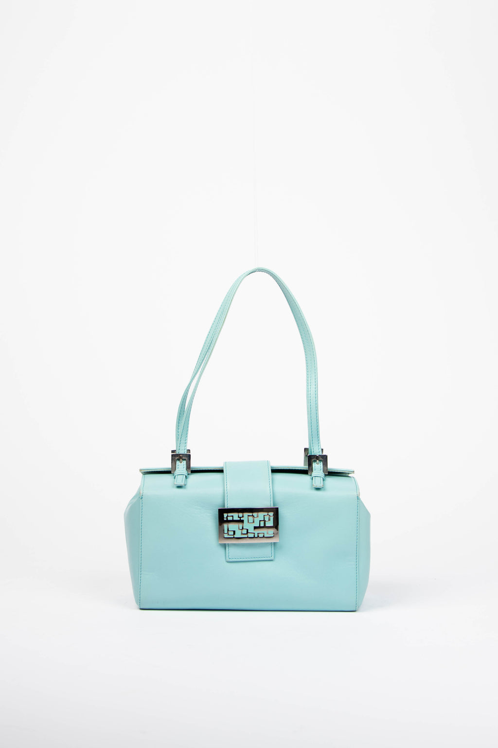 Vintage Fendi Blue Lambskin Boxy Shoulder Bag