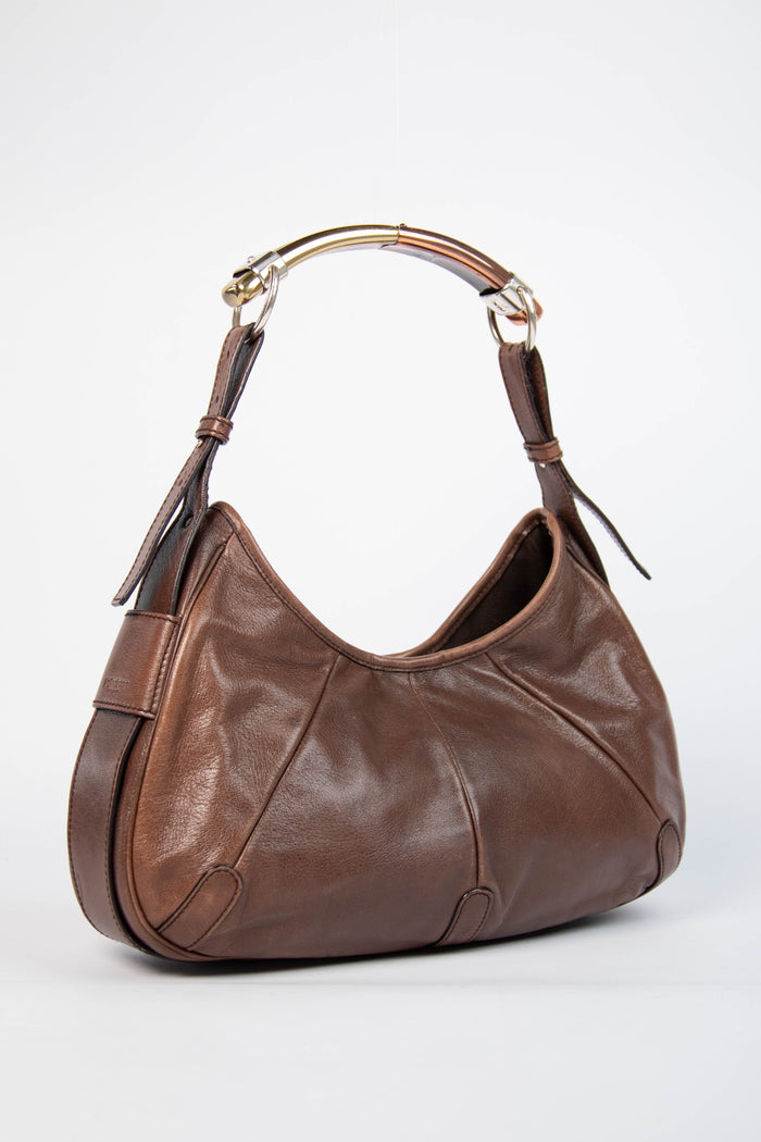 Vintage Yves Saint Laurent Brown Leather Mombasa Shoulder Bag