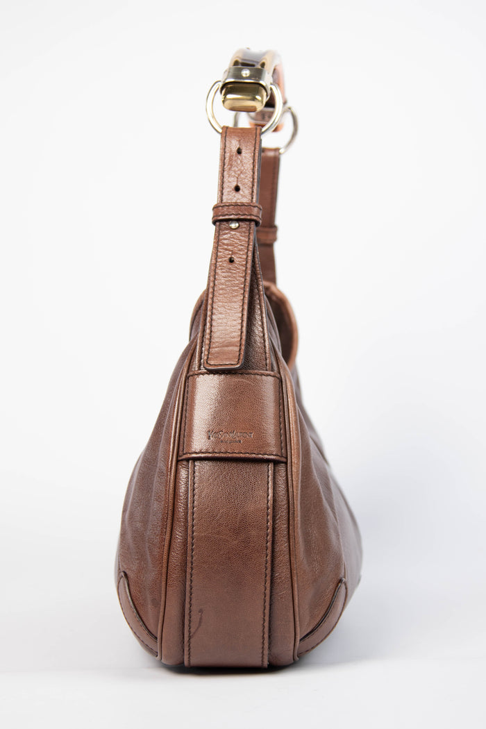 Vintage Yves Saint Laurent Brown Leather Mombasa Shoulder Bag