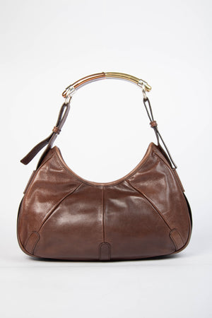 Vintage Yves Saint Laurent Brown Leather Mombasa Shoulder Bag