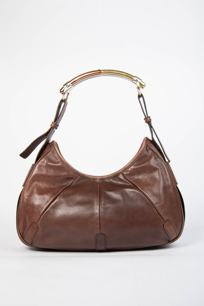 Vintage Yves Saint Laurent Brown Leather Mombasa Shoulder Bag