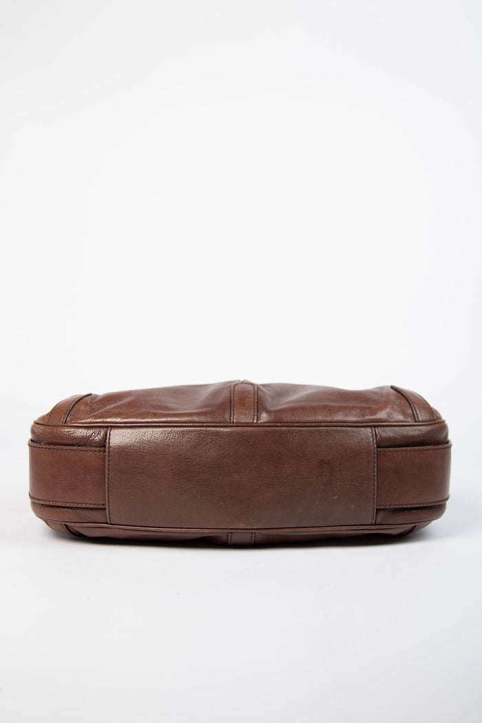 Vintage Yves Saint Laurent Brown Leather Mombasa Shoulder Bag