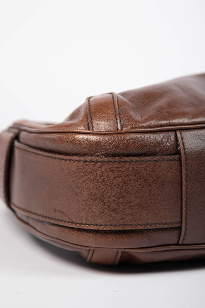 Vintage Yves Saint Laurent Brown Leather Mombasa Shoulder Bag