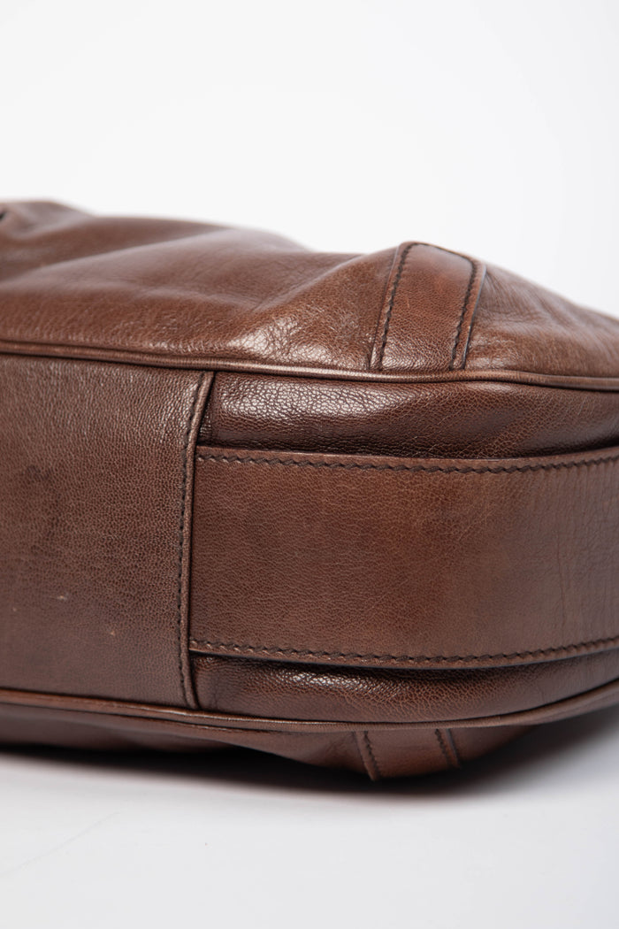 Vintage Yves Saint Laurent Brown Leather Mombasa Shoulder Bag