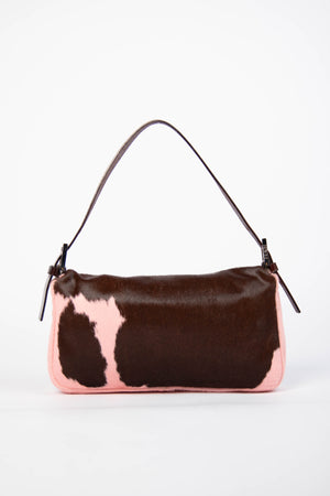 RARE Fendi Cow Print Pony Hair Baguette Shoulder Bag