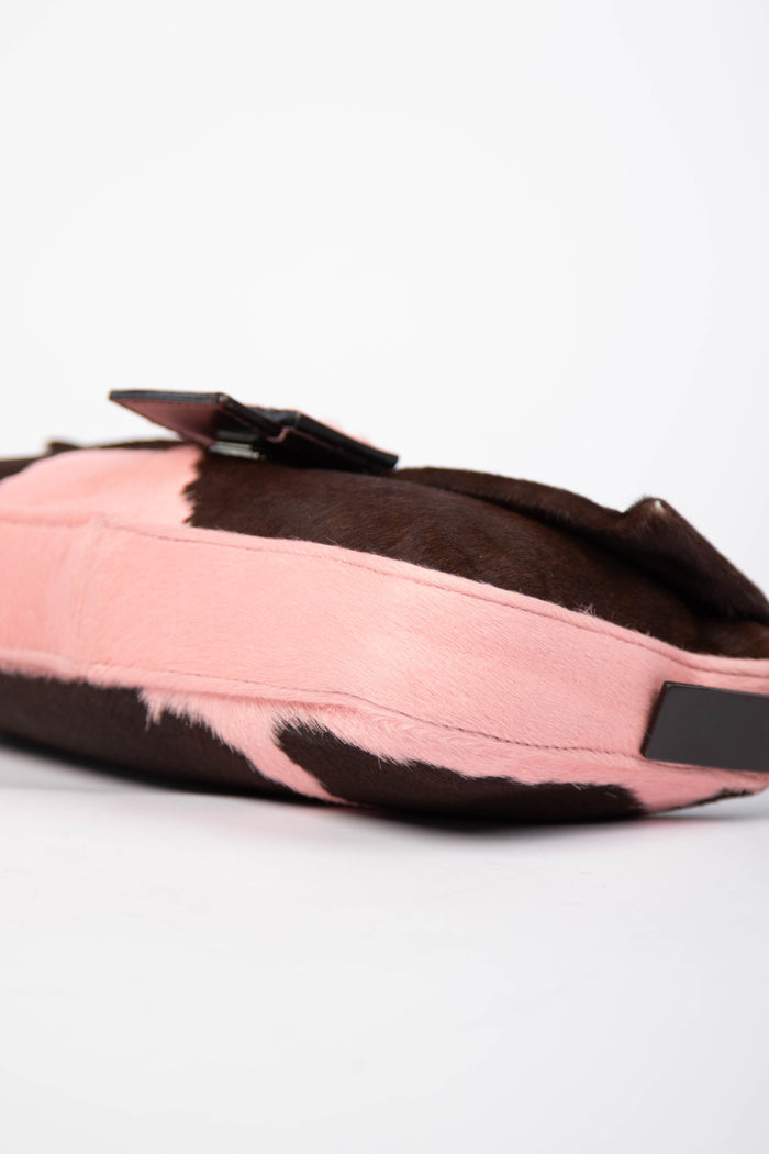 RARE Fendi Cow Print Pony Hair Baguette Shoulder Bag
