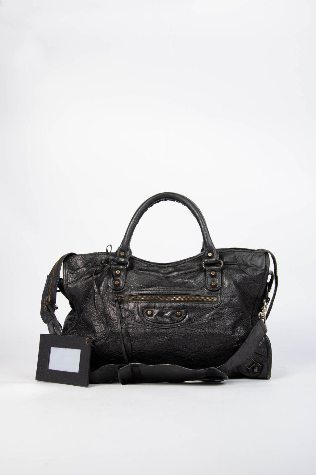 2000s Balenciaga Black Leather City Bag