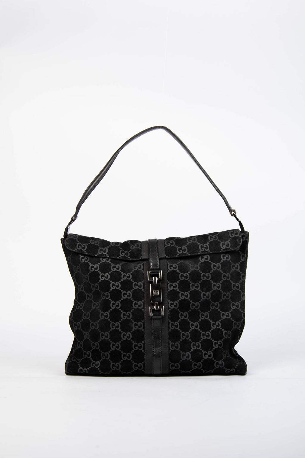 90s Gucci Tom Ford Black Monogram Jackie Shoulder Bag