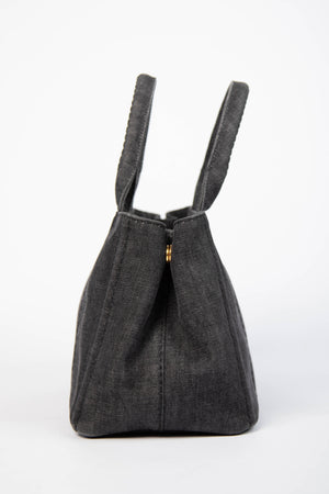 Vintage Prada Black Denim Canapa Tote Bag