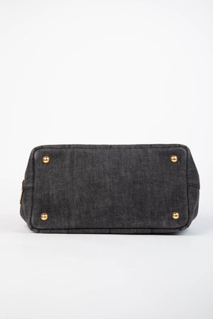 Vintage Prada Black Denim Canapa Tote Bag