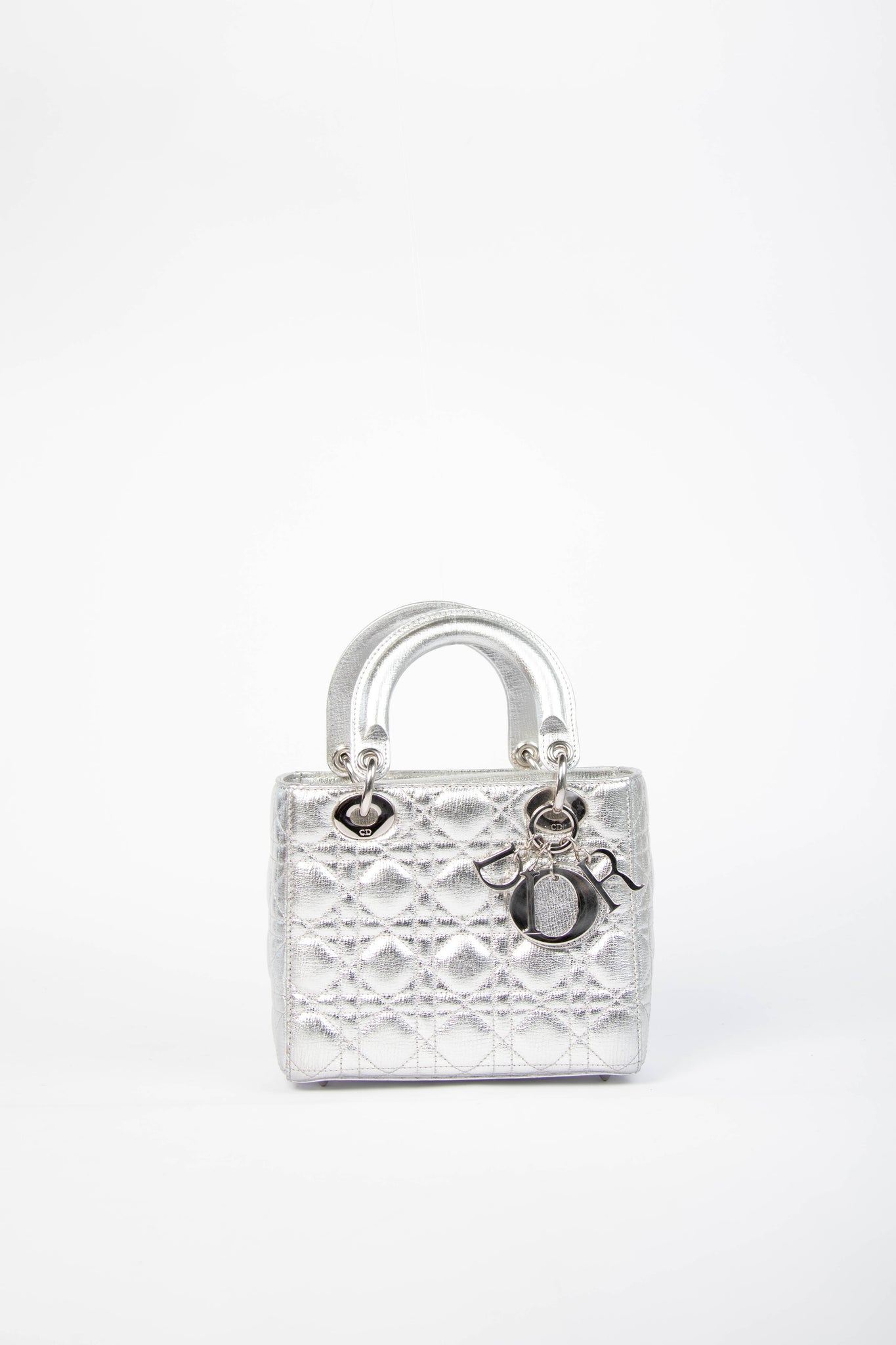 RARE Christian Dior Silver Small Lady Dior My ABCDior Bag