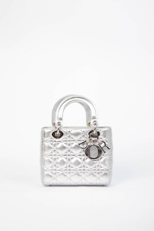 RARE Christian Dior Silver Small Lady Dior My ABCDior Bag