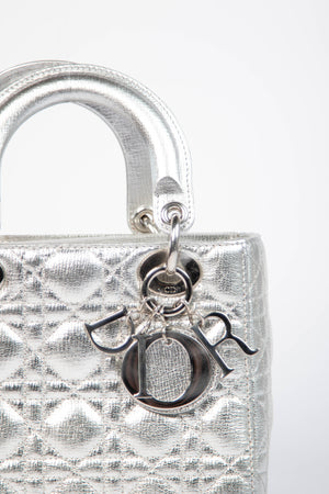 RARE Christian Dior Silver Small Lady Dior My ABCDior Bag