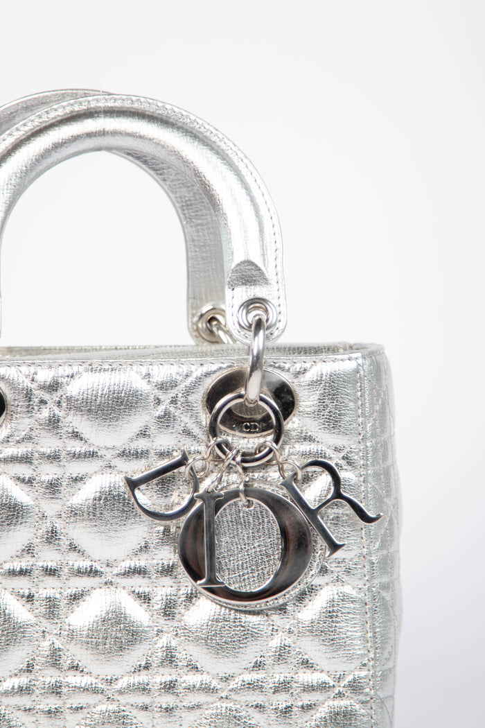 RARE Christian Dior Silver Small Lady Dior My ABCDior Bag