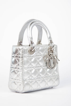 RARE Christian Dior Silver Small Lady Dior My ABCDior Bag