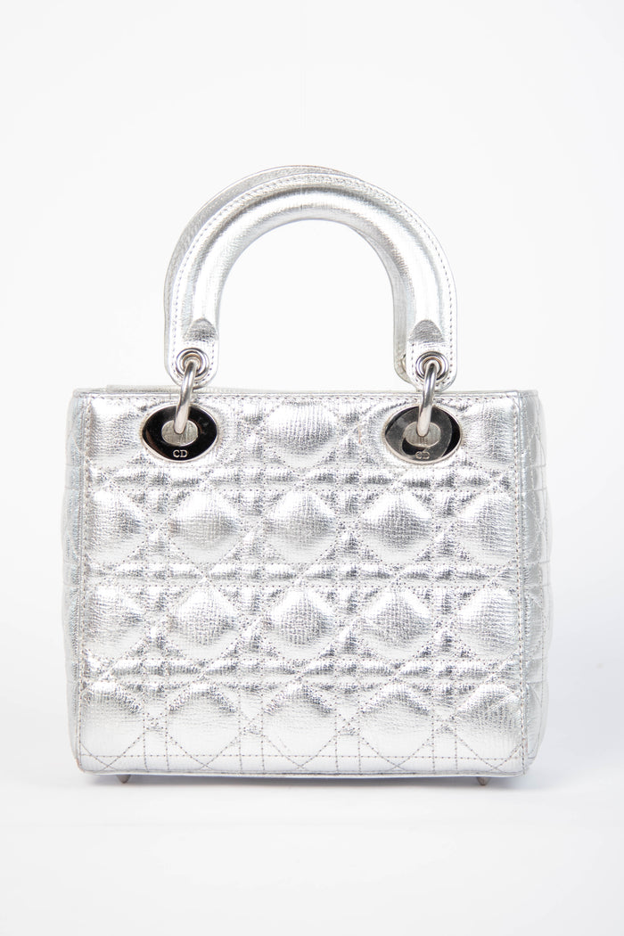 RARE Christian Dior Silver Small Lady Dior My ABCDior Bag