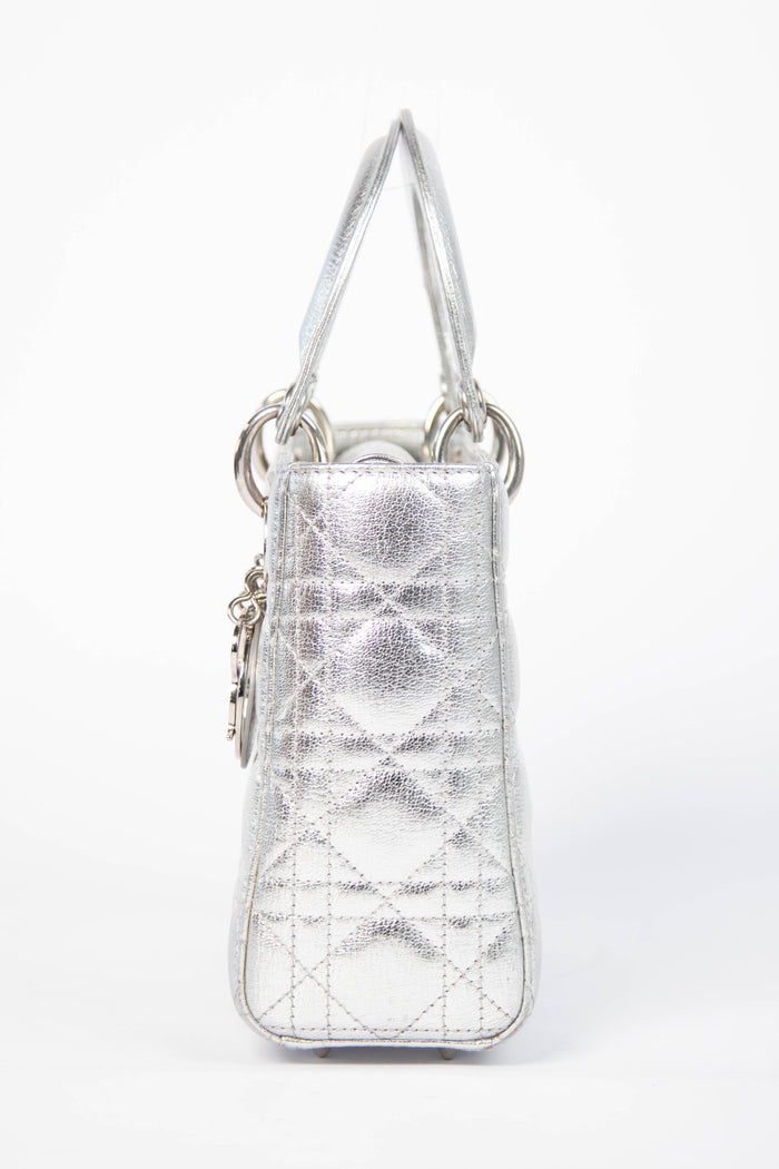 RARE Christian Dior Silver Small Lady Dior My ABCDior Bag